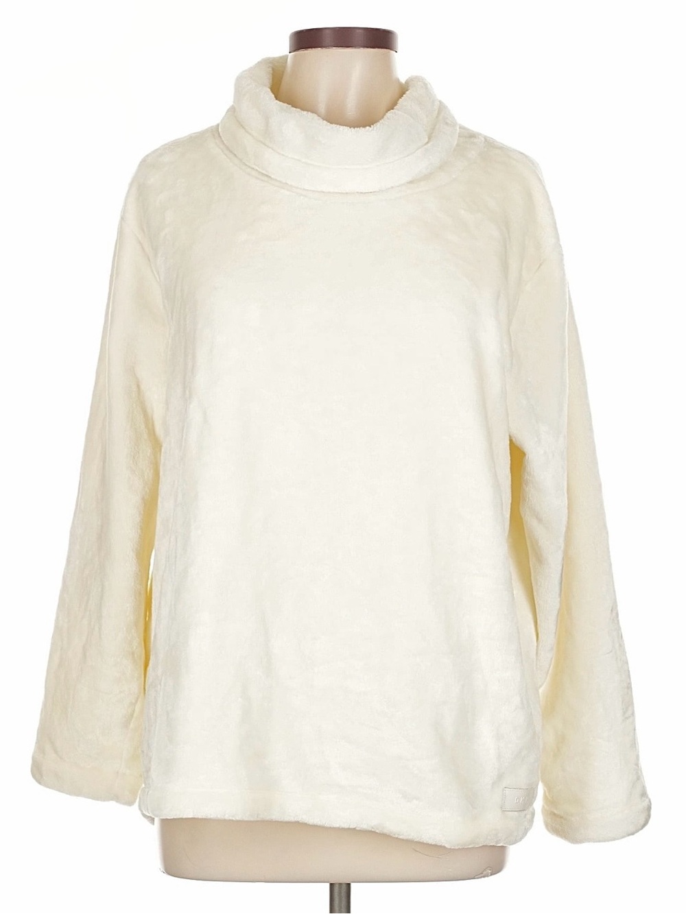 DKNY Luxurious Plush Ivory Shearling Cowl Neck Sweater/Pullover | Size Large